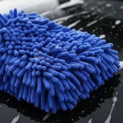 Chenille rengöringsvante, dubbelsidig mikrofiber dammhandske med elastisk mudd för hem- och bilrengöring, 1-pack (blå, 1)