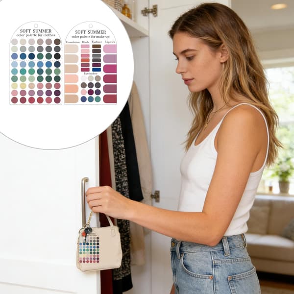 Bløde sommerfarvepalet-tøj til shopping, makeup og outfit-matching