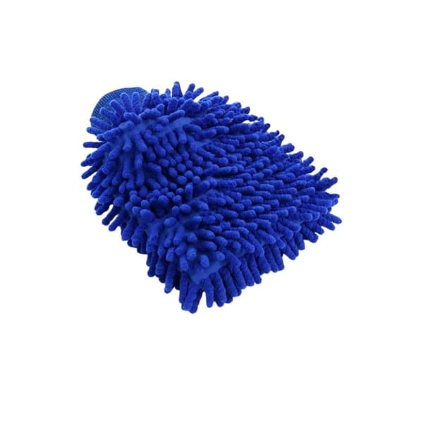 Chenille rengöringsvante, dubbelsidig mikrofiber dammhandske med elastisk mudd för hem- och bilrengöring, 1-pack (blå, 1)