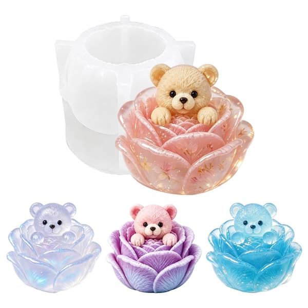 3D Rosebjørn Silikoneform til Resin, Sød Dyre Epoxy Støbeform Bear