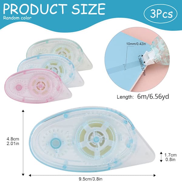 Limrullar 3-pack - 10mx8mm Dubbelsidig Tejp, Transparent Scrapbooktejp