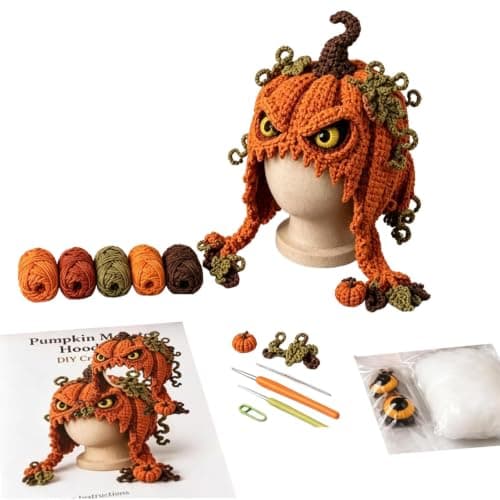 Halloween Hat DIY Hæklesæt, Fantasy Hætte Hat DIY Hæklesæt, Græskar Pumpkin