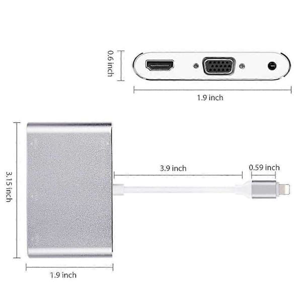 1080P Lightning til HDMI VGA Audio Video Adapter Konverter til Apple