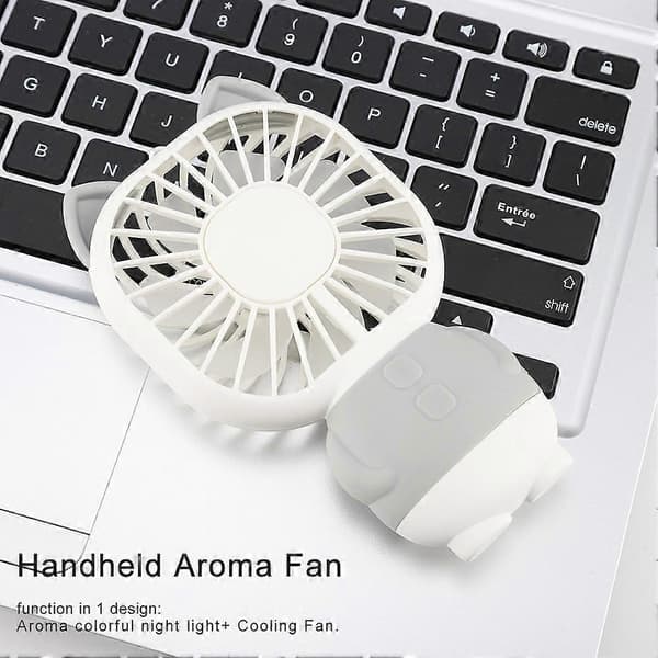 1 stk. Mini håndholdt skrivebordsventilator Aromaterapi Natlampe USB Bærbare kontor køleventilatorer (Grå)