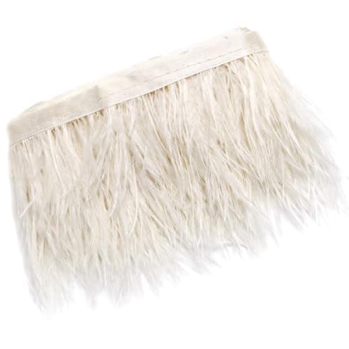 Marvexi 4 tommer beige strudsefjerbånd, 2,2 yards Beige