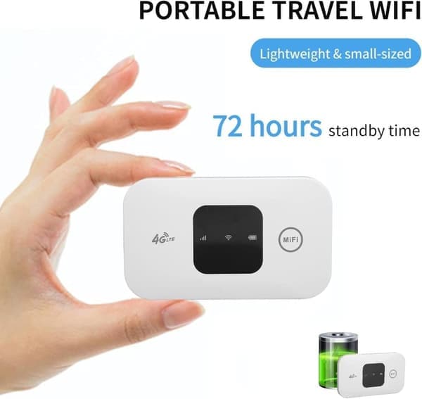 4G Mobil Router EU-version - 10 enheter & 72 timmars standby - Universell SIM-kortplats (B1/B3/B5/B7/B20) - Resevänlig Wifi Hotspot