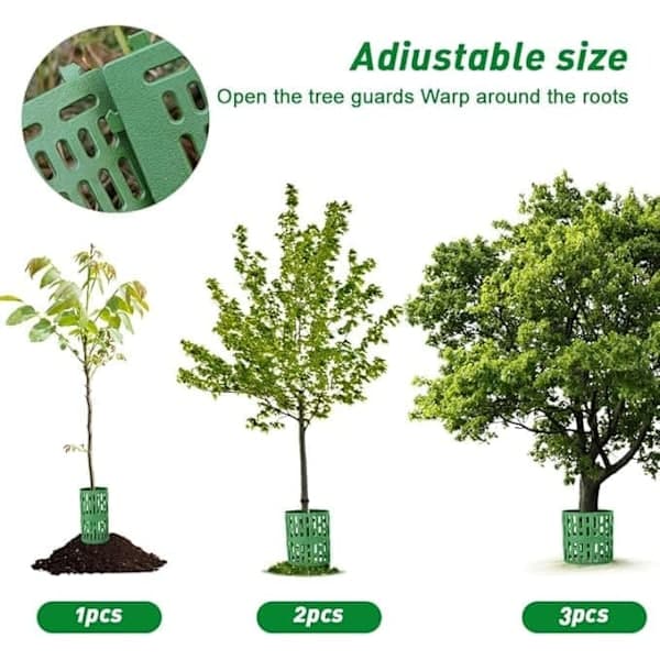 10-pack Växtskydd för Stammar – 33×20cm Skydd med Spänne, Stapelbart & Utbyggbart Trädskydd grönt black