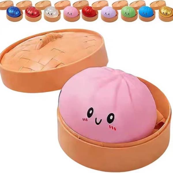 Dumpling Squishy Stressball, Stresslindrende Sensorisk Klemmeball (Rosa)