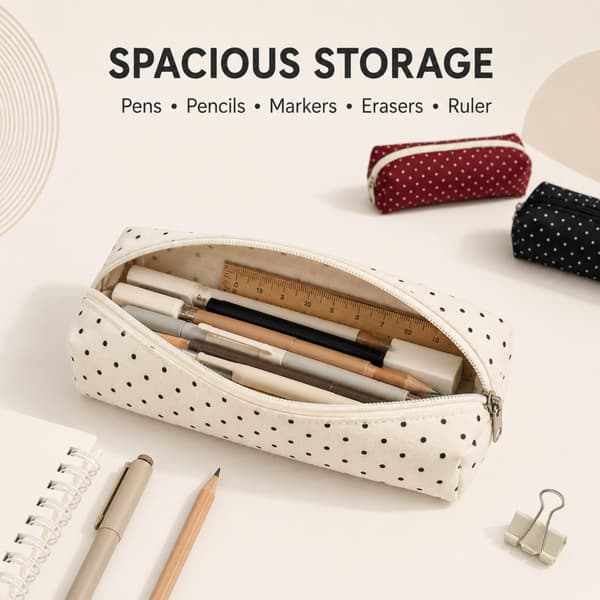Söt prickig pennfodral, prickig sminkväska (beige) Beige