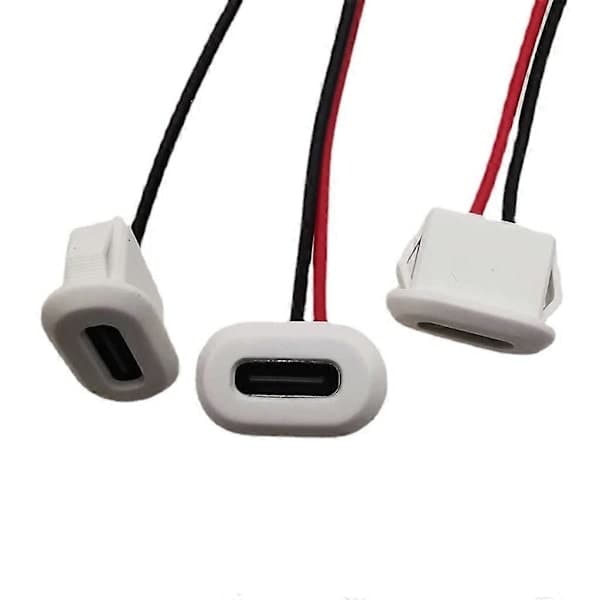 USB-kontakt Typ-C till PH2.0 med mutterlåsplatta Vattentät USB-hona Vit Vit White