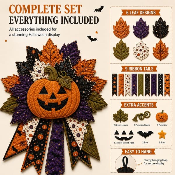 Gør-det-selv Quiltet Halloween Græskar Dørhænger Sæt Håndlavet Patchwork Witch's hat
