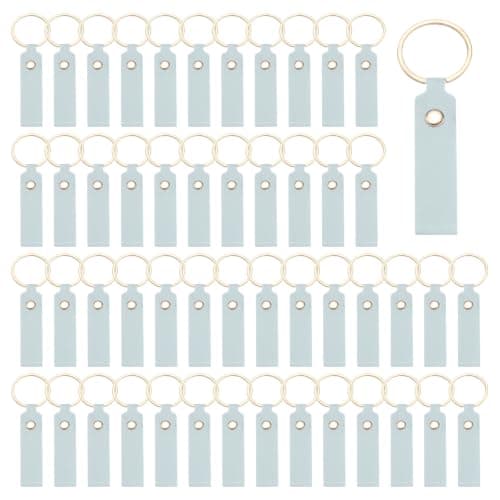 MECCANIXITY 100 stk. PU-læder nøgleringsemner i bulk lyseblå 3,7\"x0,7\" Light Blue