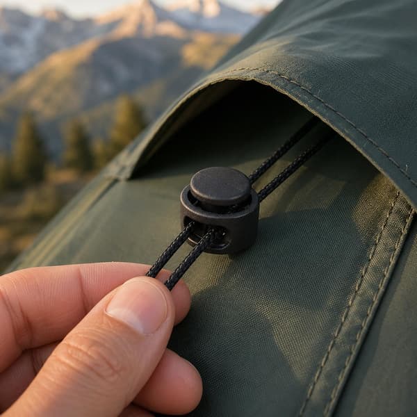 20 stk svarte plastfjær-snorlåsstopper-vippeknapper 4#: 2.5*1cm