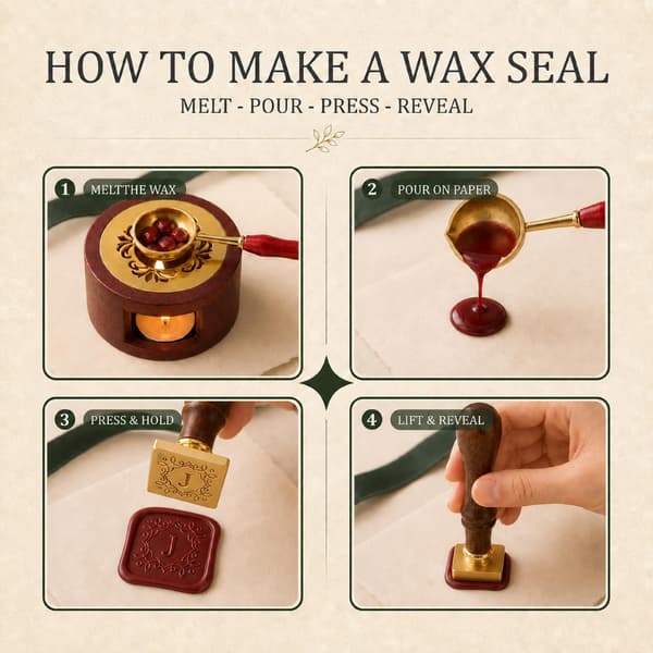 Egendefinert voksseglstempel, DIY konvolutt bryllupsinvitasjon (firkantet form) Square Shape