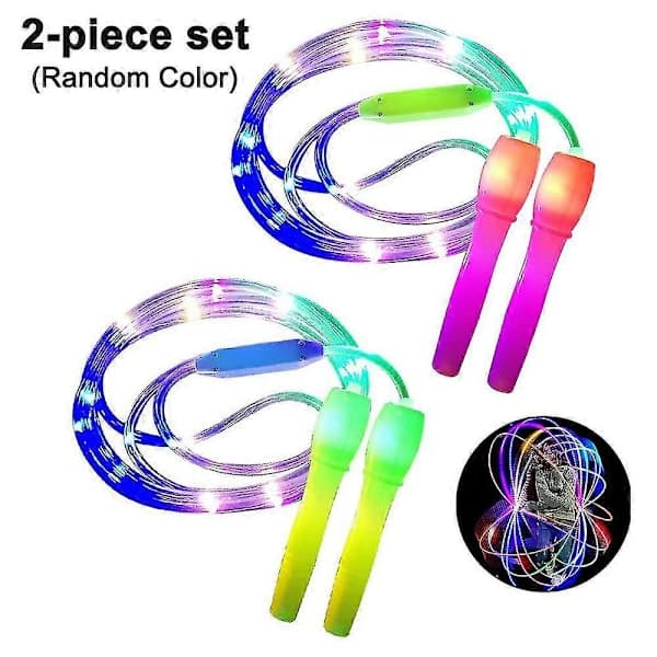2-pack LED hopprep - justerbar längd, 3 ljuslägen, snabbhopprep