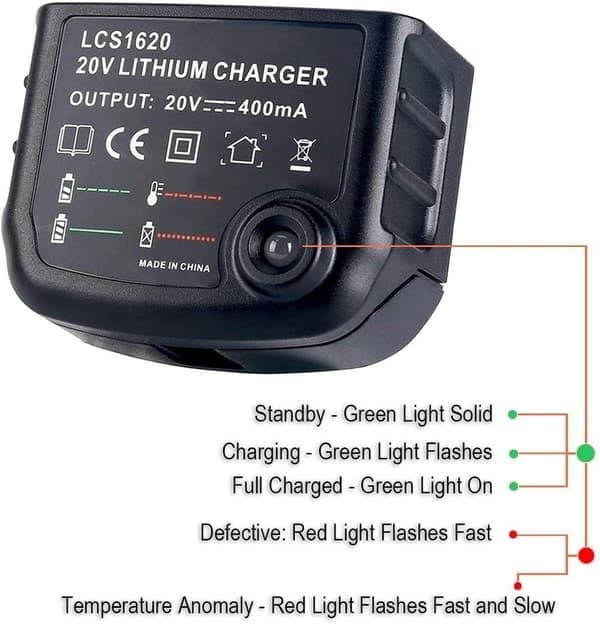 Li-ion batterilader for Black & Decker 18v Li-ion batteri LCS1620 lader