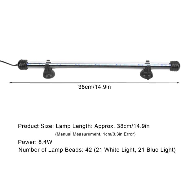 Akvarielys Vanntett Akvarielys med LED 3 Moduser Dimbar 100‑240VEU Plugg 38CM