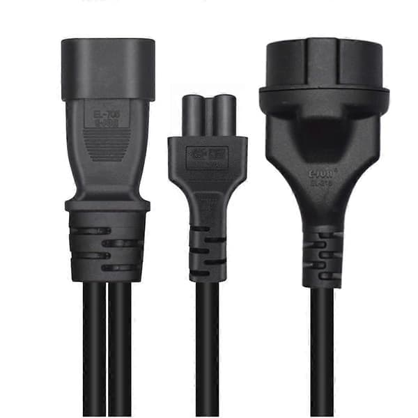 Y-splitter adapterkabel IEC320 C14 han til C5+EU4.8mm hun strømkabel