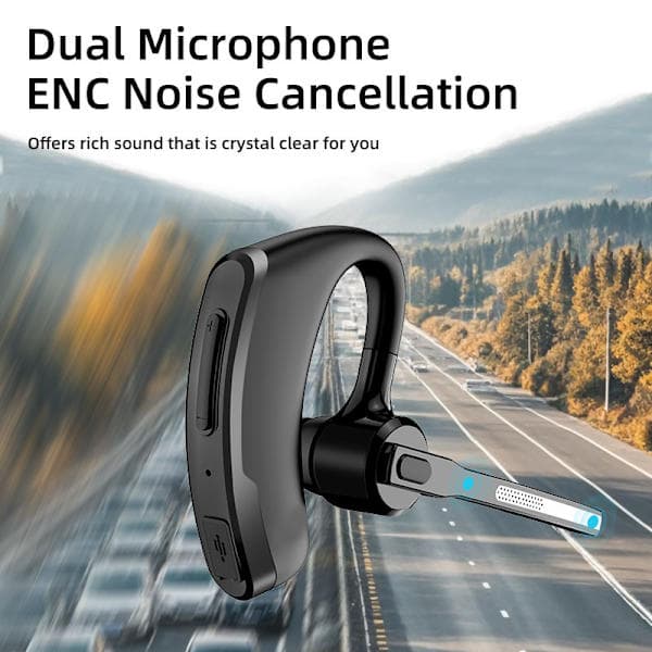 Bluetooth Mono Headset (Enkelt-sidet) - Tilsluttes din PC, Mac, tablet og/eller telefon - Støjreducerende, Sort