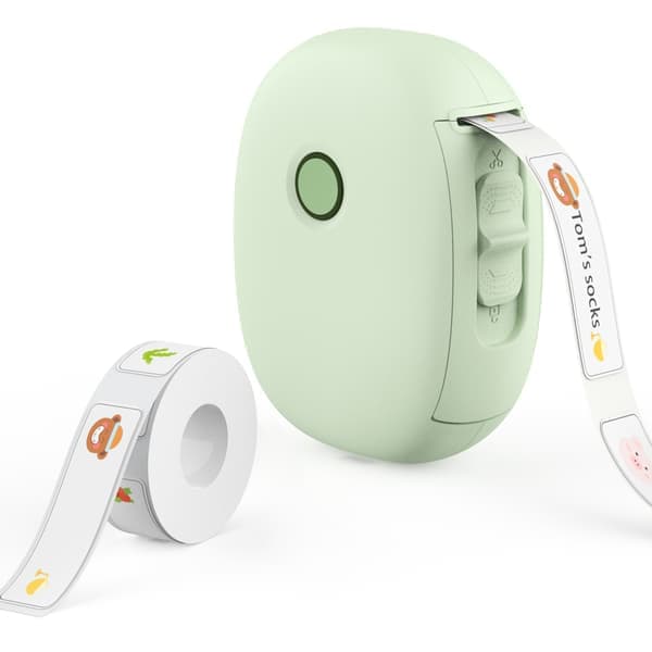 Bluetooth termisk skriver med 1 rull etikettpapir (grønn)