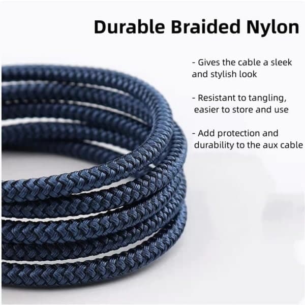 Flettet Nylon USB C & Lightning til 3,5 mm Jack Lydadapter Aux-kabel
