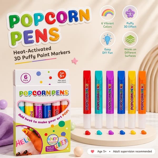 Popcorn-pennor, 3D Puffy Art Kit för barn, magiska bubbelritpennor (2 st) 2PCS