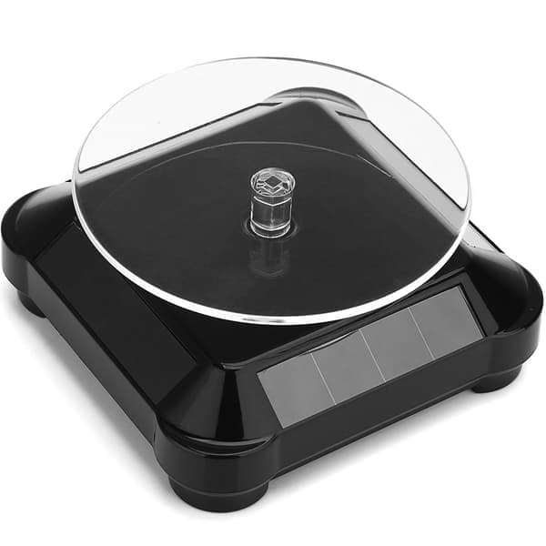 Solcelle Display Stand Spinner Stand, Batteridrevet Dobbelt Anvendelse Roterende Display til Smykker Spinner Ur Hobby Samling Hylde