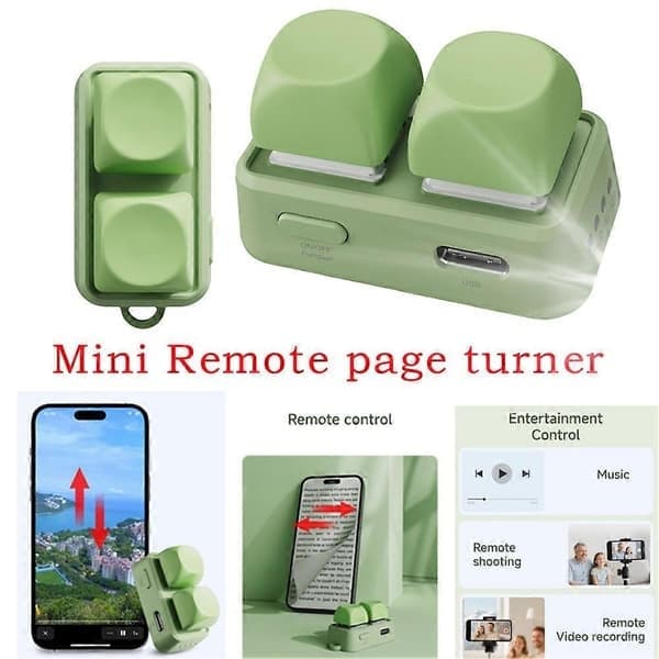 Trådløs Bluetooth-fjernkontroll med doble knapper for Kobo E-bokleser, hvit White