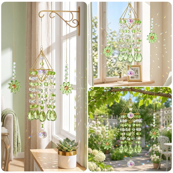 KINGLAKE Krystal Solfanger til Indendørs Vindue - Grøn Krystal Solfanger Green
