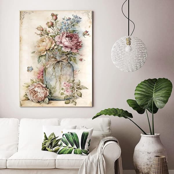 Diamantmalingssæt til voksne, Vintage Boho Diamantmaling DIY Blomster Diamantkunst Diamantmalingssæt til voksne
