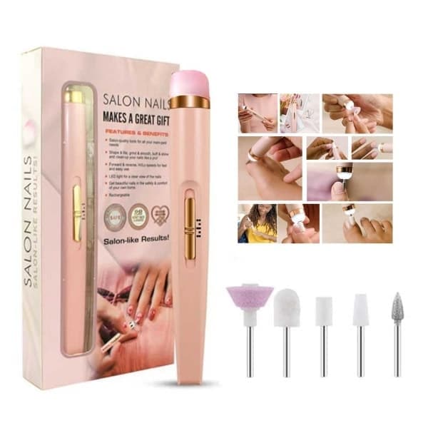 Elektrisk Nagelfil - Elektrisk Fil - 5 Delar Rosa