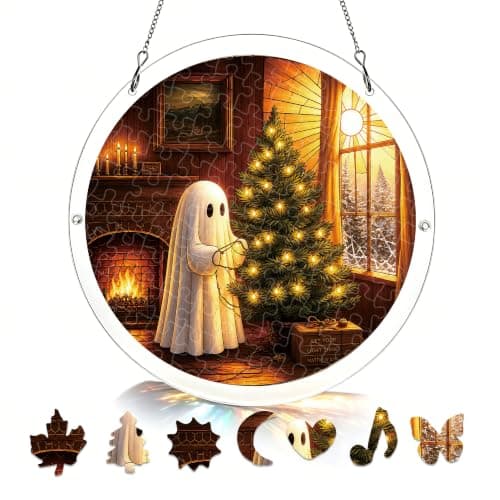 Spøgelsesjuleakrylpuslespil solfanger, 83 dele DIY-dekoration Ghost Lights
