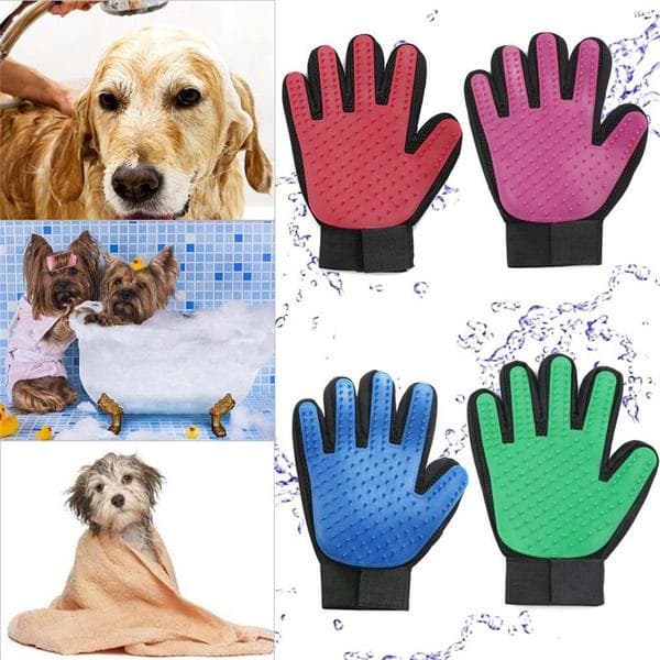 True Touch - Børstehandske - Hund - Kat Højre Hånd 2 Farve Blå blue