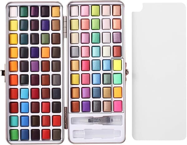 Akvarelmaling Sæt 50/72/90 Farver Bærbare Levende Farver Solid Akvarel Pigment Maling Sæt Perfekt til Studerende, Børn, Begyndere og Mere