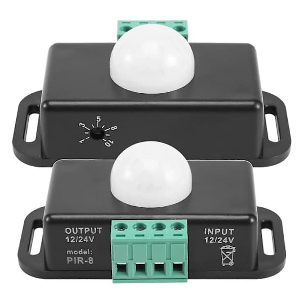 Bevægelsessensorafbryder, 12V 24V PIR-sensor LED til fleksible LED-strips, 2-pak