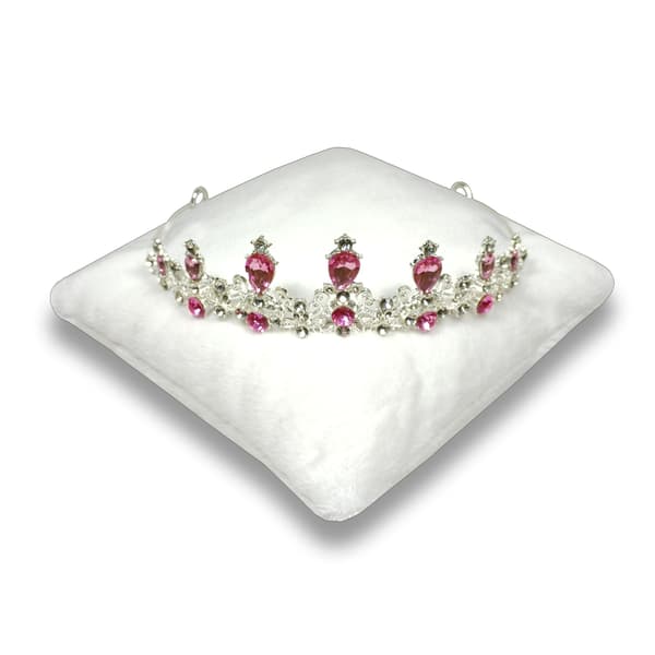 7,5\" Snehvid Velour Tiara & Krone Display Pude