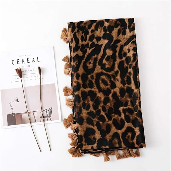 Leopardmønstret sjal for kvinner - Pashmina sjal