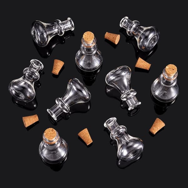 10 st konformade små glasflaskor med korkpropp, små klara tomma glasflaskor för DIY-konst Cone Shape #2