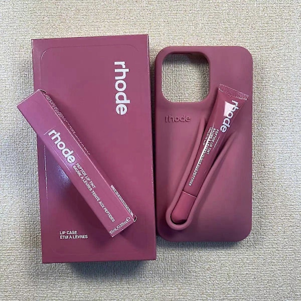 Rhode med läppglans mobilskal för iPhone 16 15 14 13 12 17 11 Pro Max Plus Läpp Raspberry Iphone 14