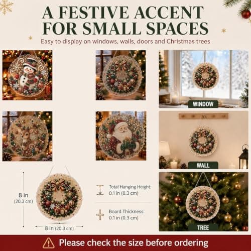 Juleperle Diamantmaleri Solfanger-sett, DIY Håndverk (#A, 20 cm) Christmas Wreath