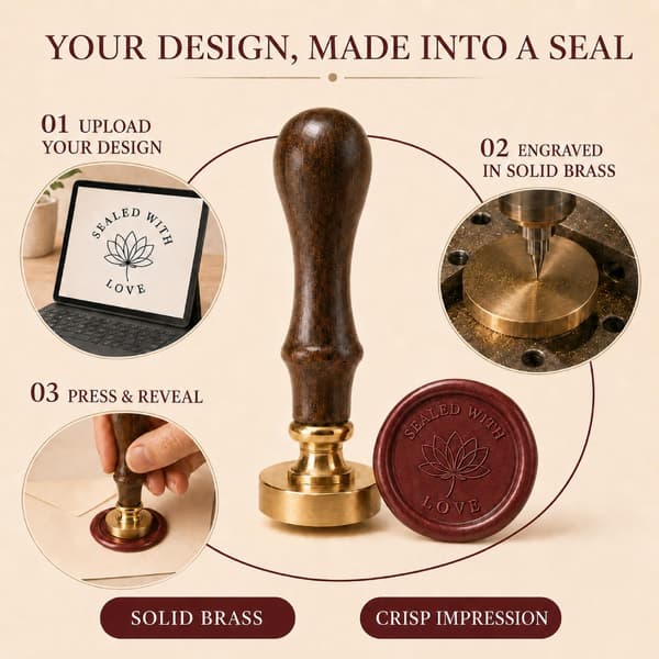 Tilpasset voksseglstempel, DIY konvolutt bryllupsinvitasjon (rund form) Round Shape