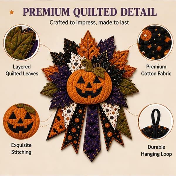 Gør-det-selv Quiltet Halloween Græskar Dørhænger Sæt Håndlavet Patchwork Black cat