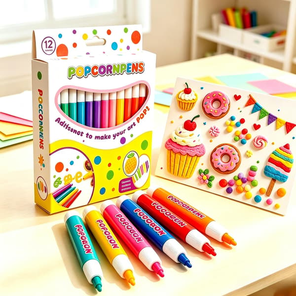 Popcornpennor, 12 st DIY Bubble Puffy ritpennor lämpliga för 3D-målning
