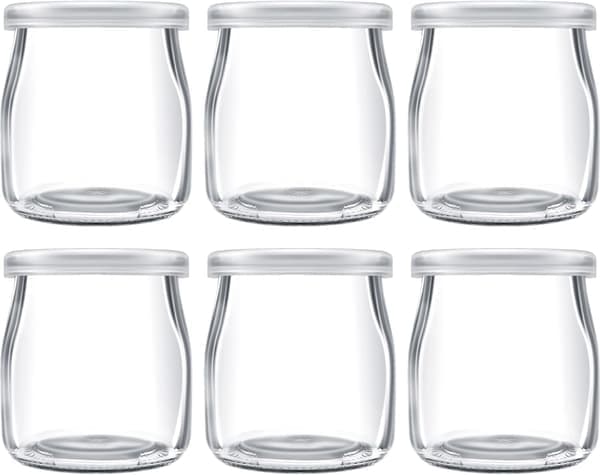 200 ml yoghurtpuddingglasburkar med plastlock Minikopp Små glasflaskor (6)