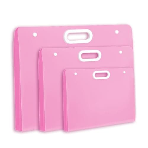3 størrelser rosa kunstmappe med håndtak 3p A2+a3+a4 Pink
