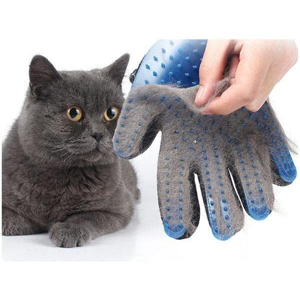 True Touch - Børstehandske - Hund - Kat Højre Hånd 2 Farve Blå blue