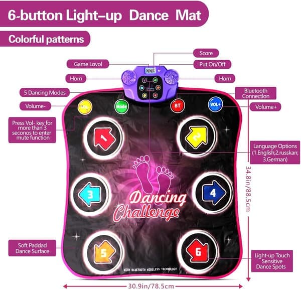 Dansematte Trådløs Bluetooth Lysende Spillpute