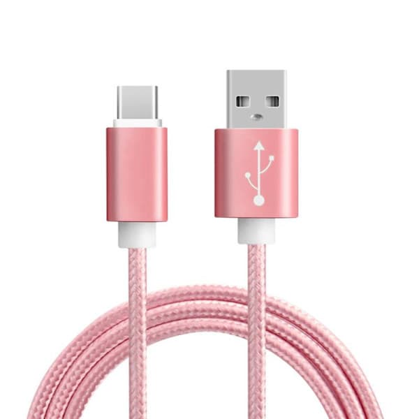 2m snabbladdande Quick charge USB-C flätad laddare Typ-C Vit white