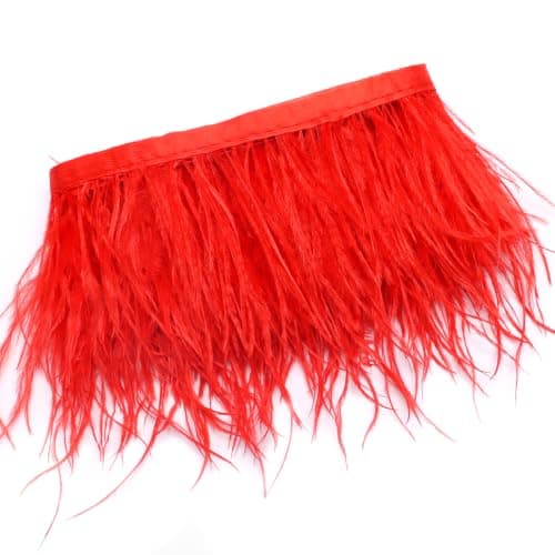 4 tommer rød strudsefjerbort, 2,2 yards Red