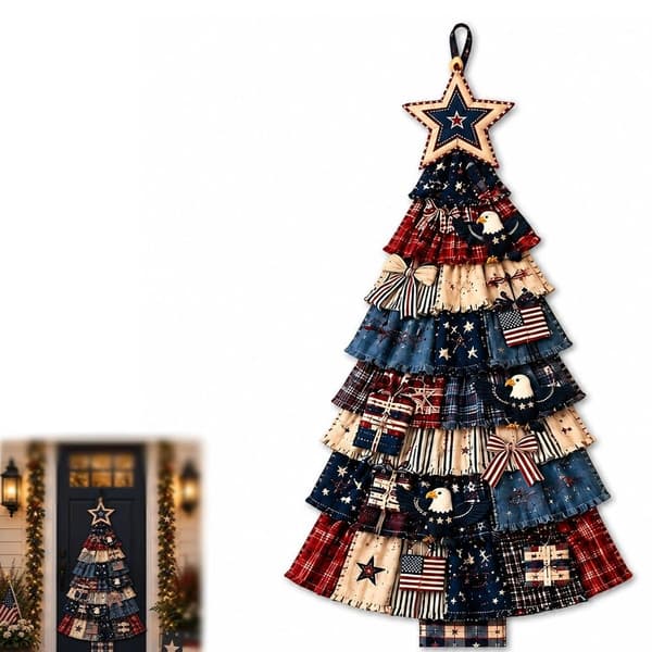 Begyndervenligt DIY Oversized Patchwork Juletræ Dørhængsæt Us Patriotic